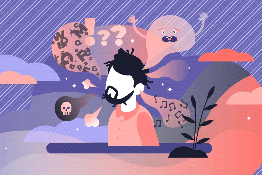 En tegneserie av en mann som hoster