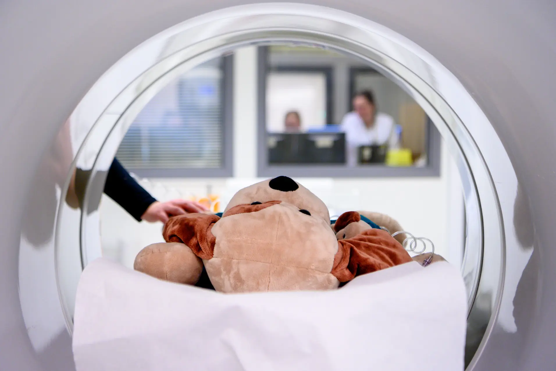 En bamse i en sykehusseng