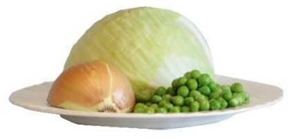 A green vegetable on a white plate
