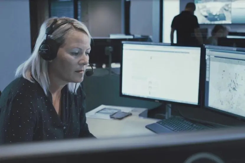 A woman wearing headphones
