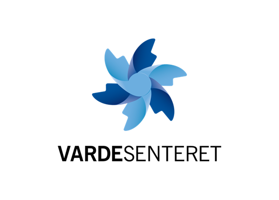 En blå og hvit logo