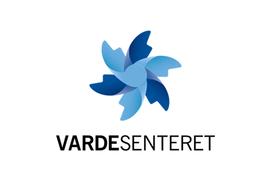 A blue and white logo