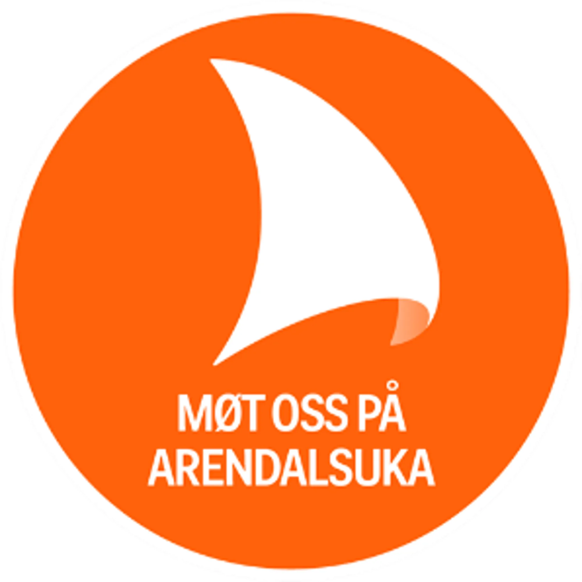 En logo med hvit sirkel og tekst