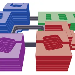 Illustrasjon over fire sykehusbygg