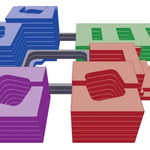 Illustrasjon over fire sykehusbygg