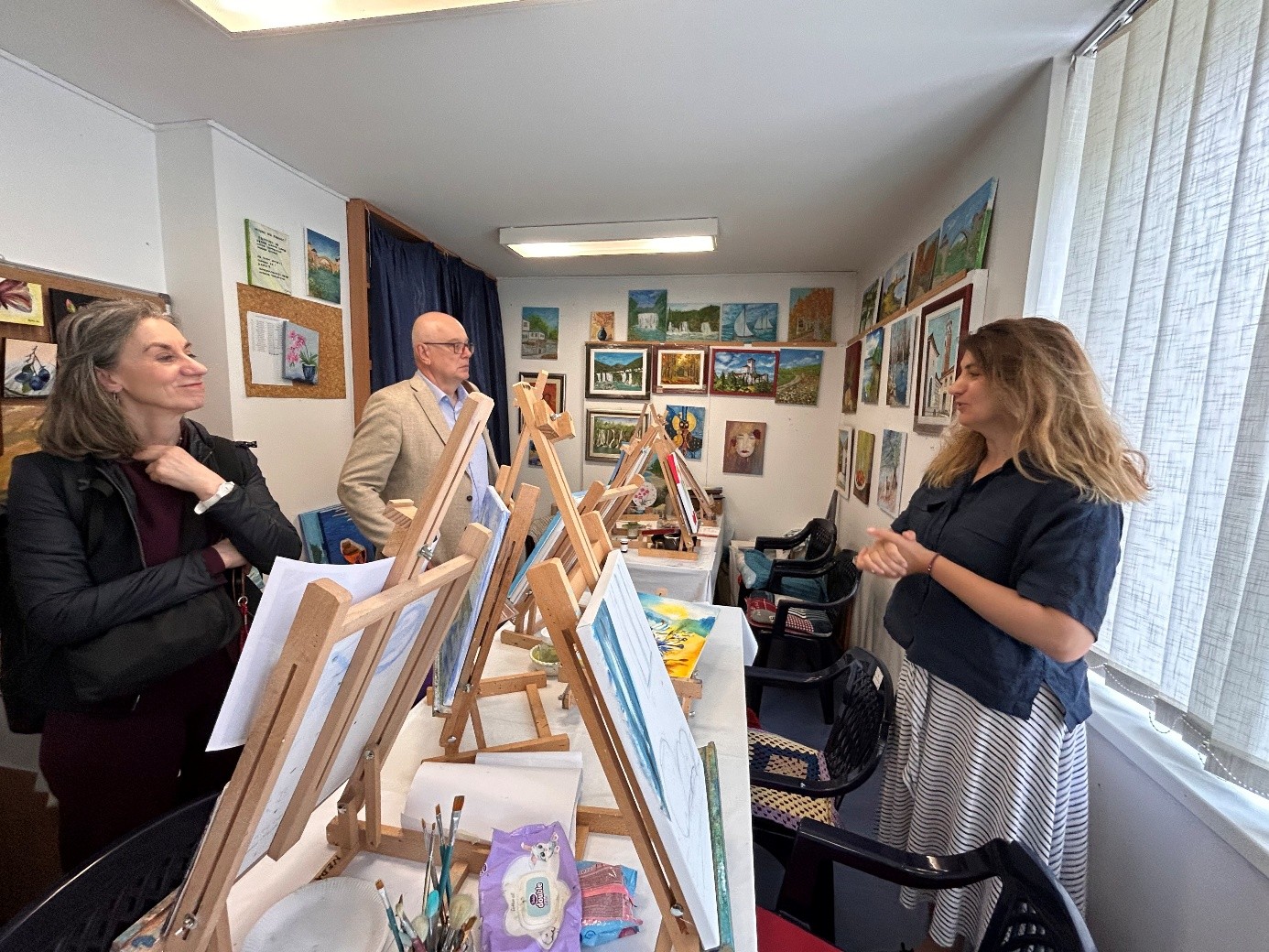 A group of people in a room