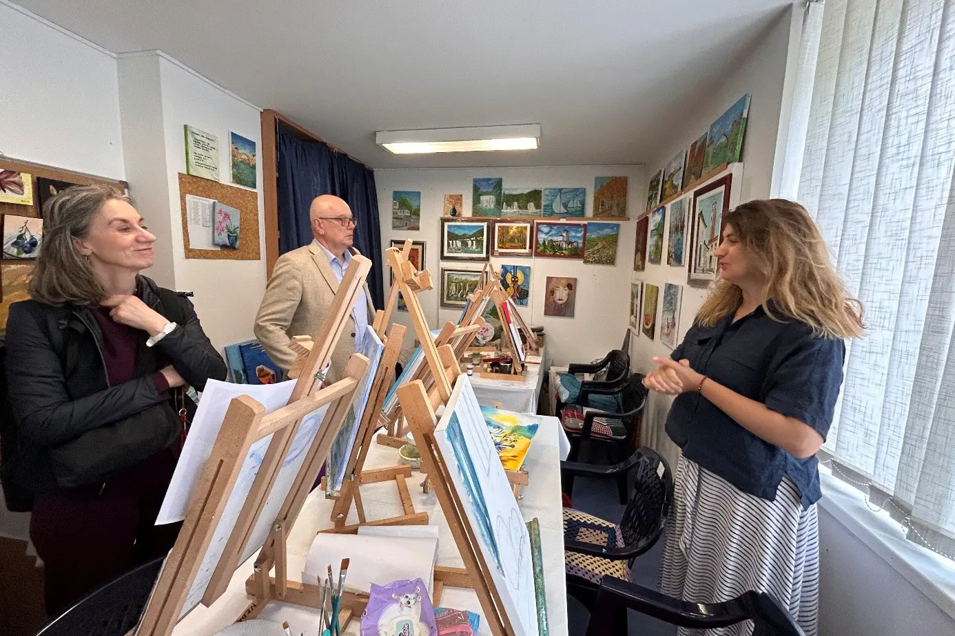 A group of people in a room