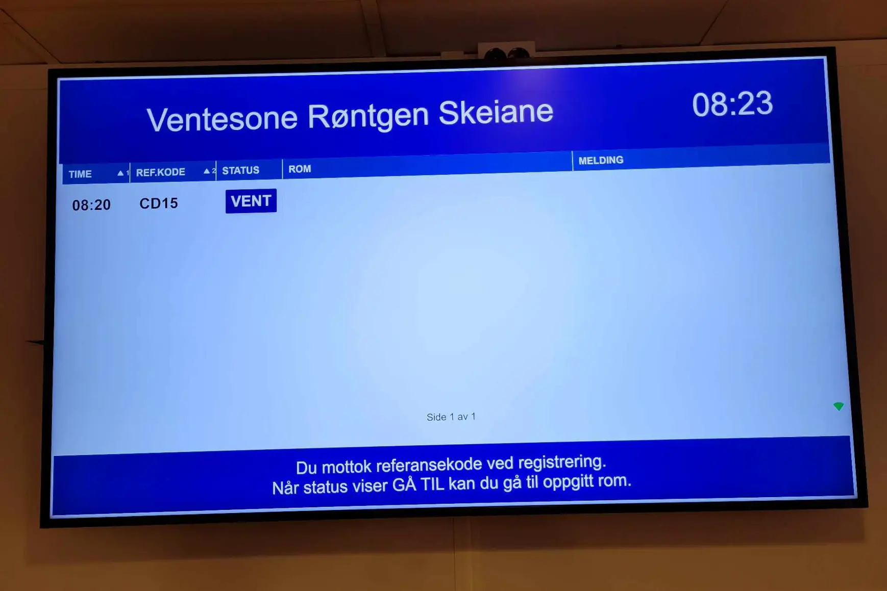 Et bilde som viser en vegghengt skjerm.