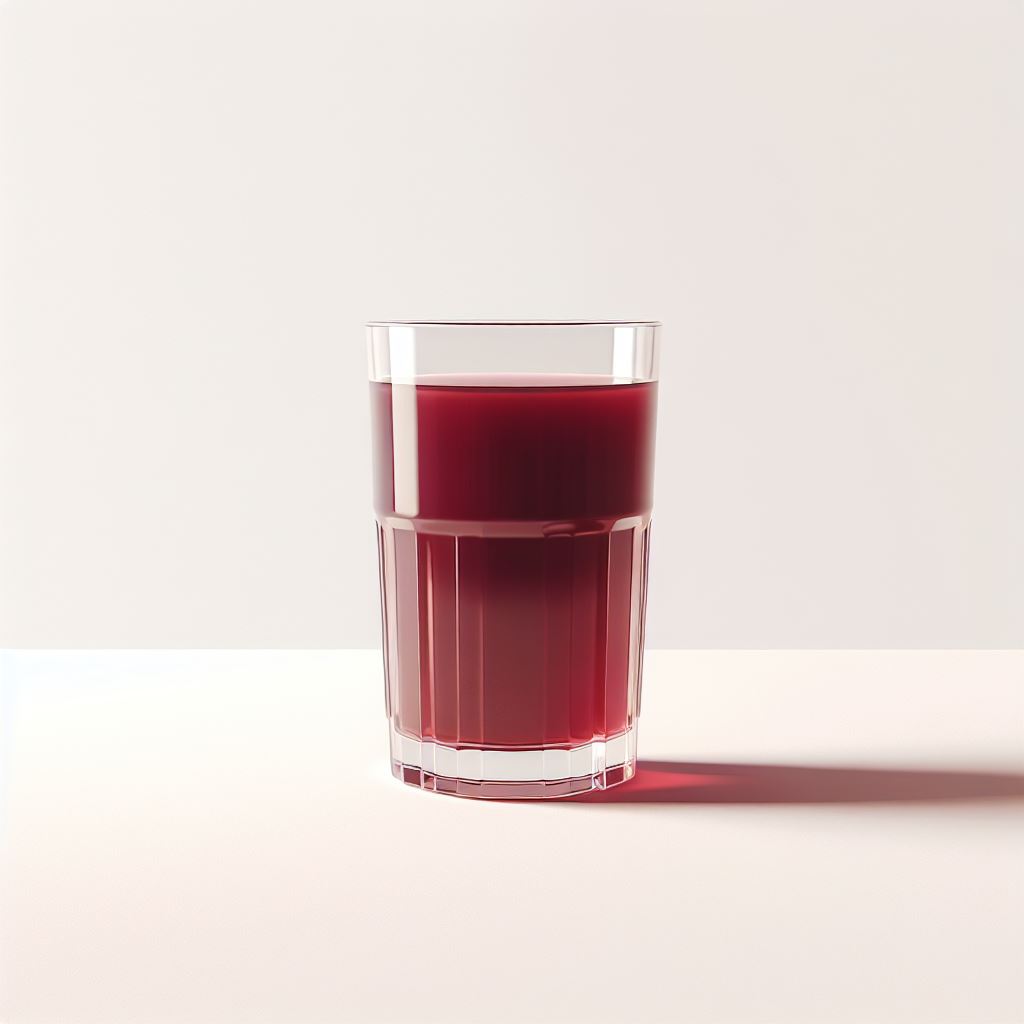 A glass of red liquid