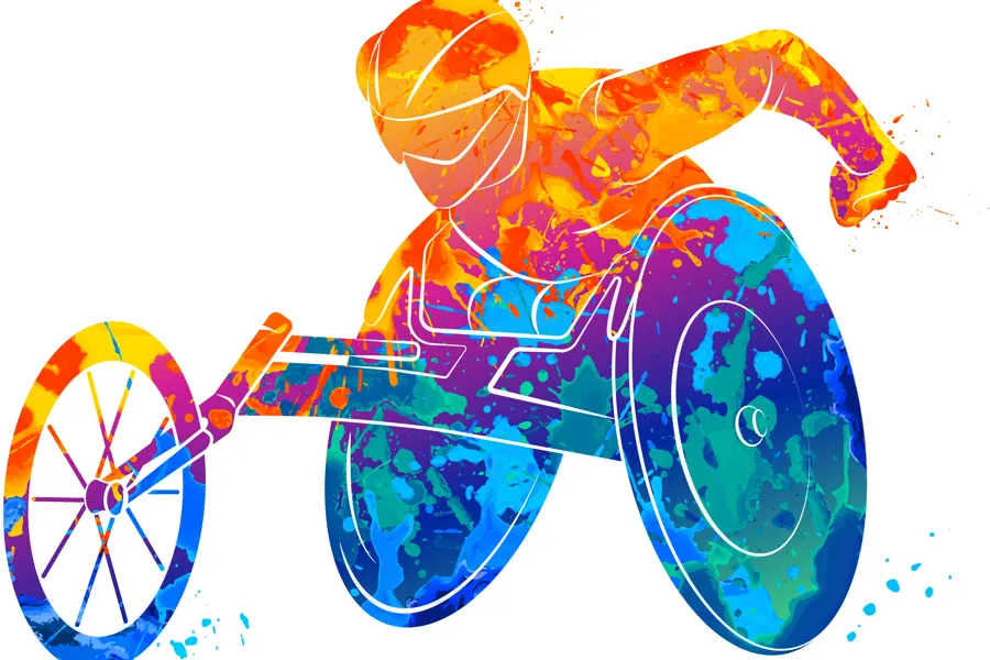 Person i rullestol. Illustrasjon.