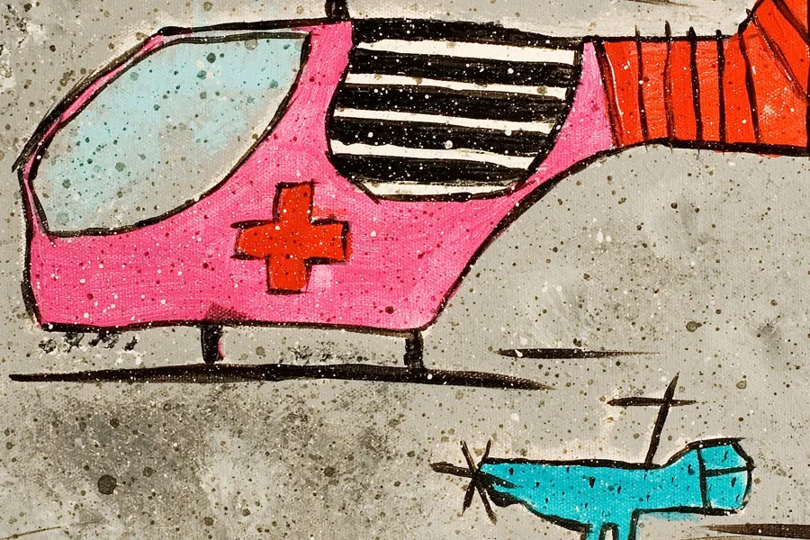 Tegning av helikopter. Tegning.