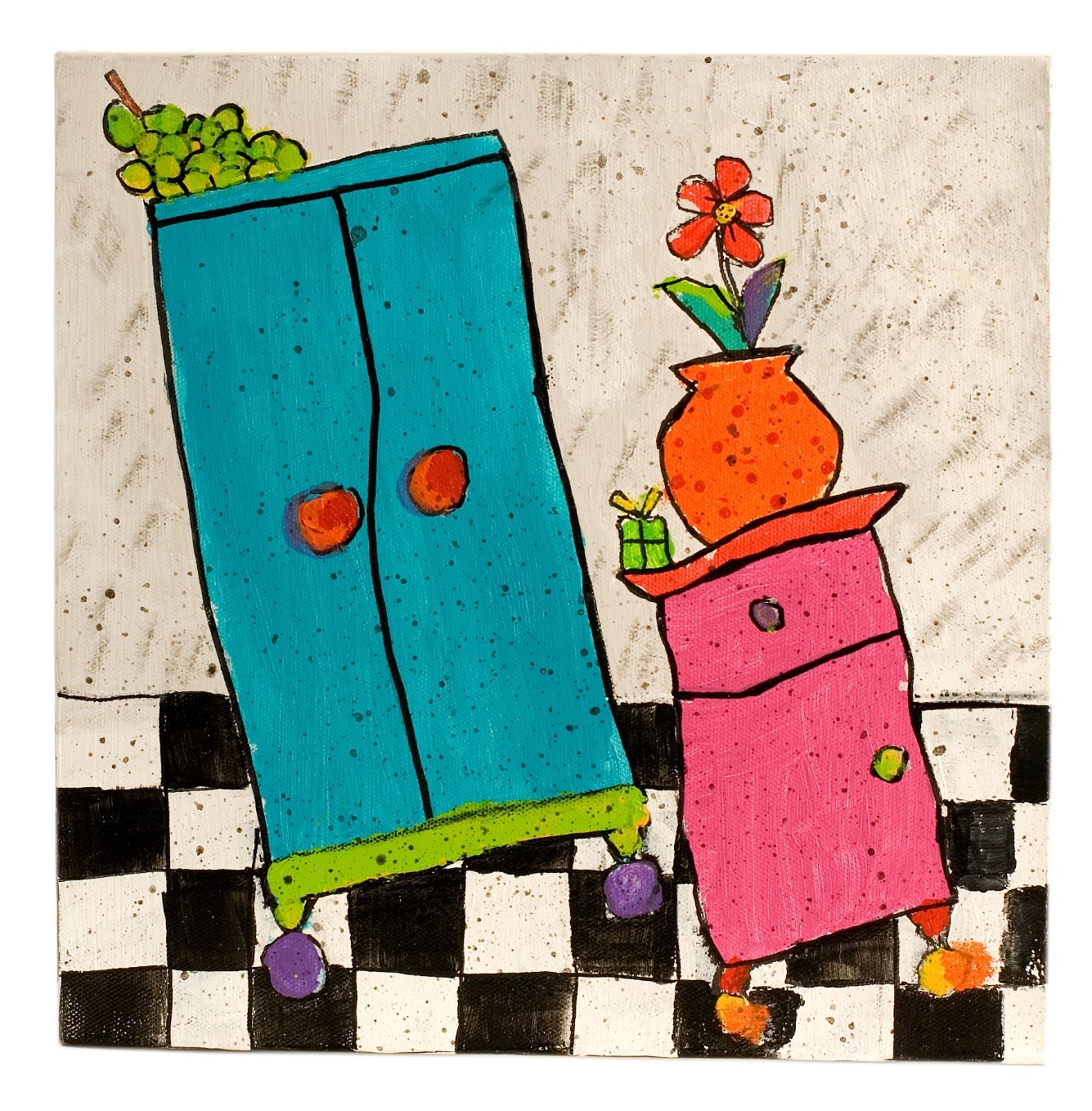 Tegning av skap og nattbord. Tegning.