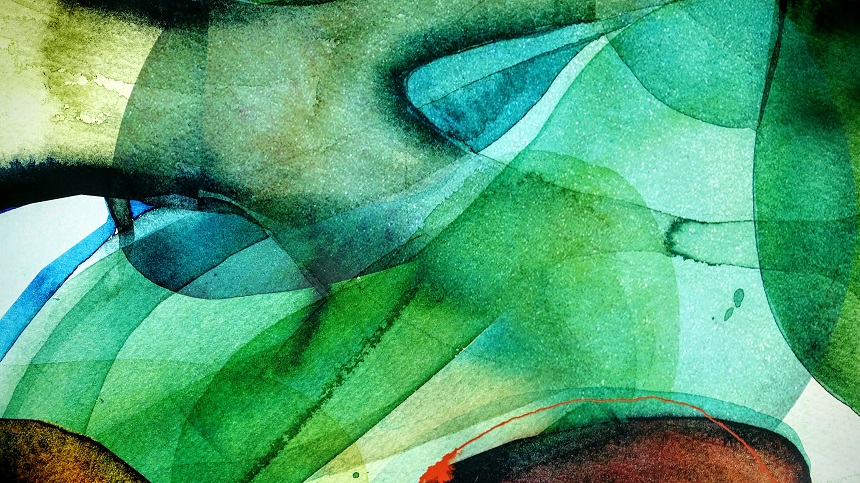 Maleri i grønntoner. Foto.