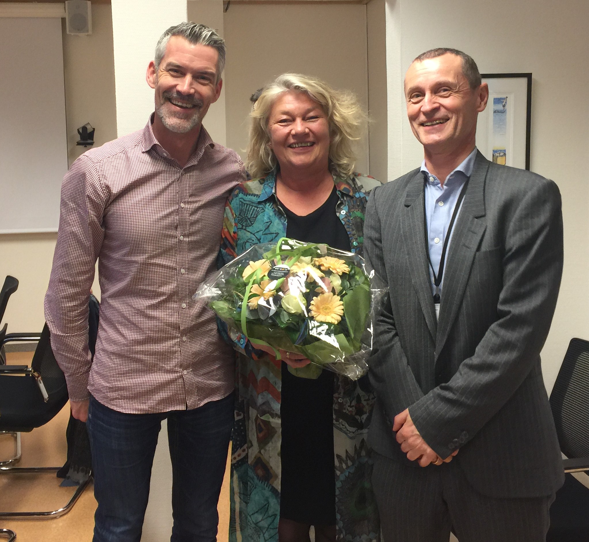 Guido Alves ved NKB sammen med leder Ingelin Testad og forskningsleder Dag Aarsland ved SESAM