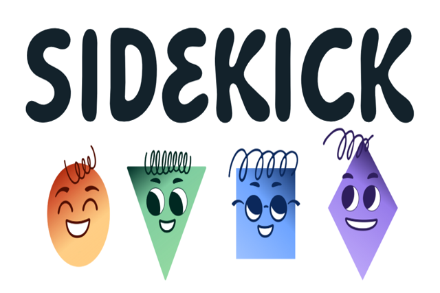 Sidekick-logo, geometical shapes with smileyfaces