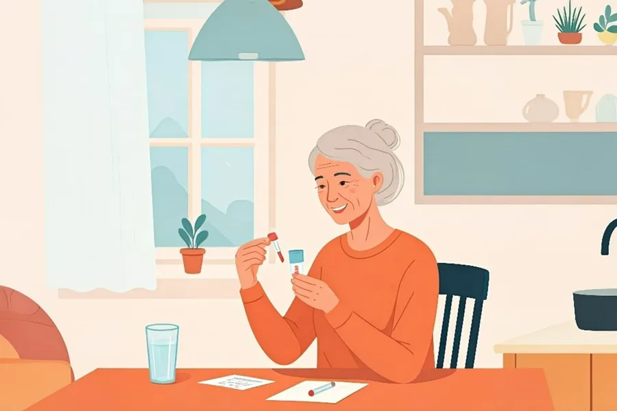 Dame som ser på et prøveglass